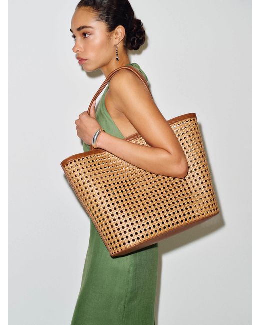 Reformation Green Isabella Tote Rattan