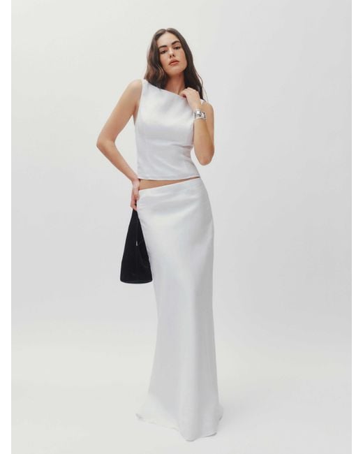 Reformation White Bella Linen Skirt