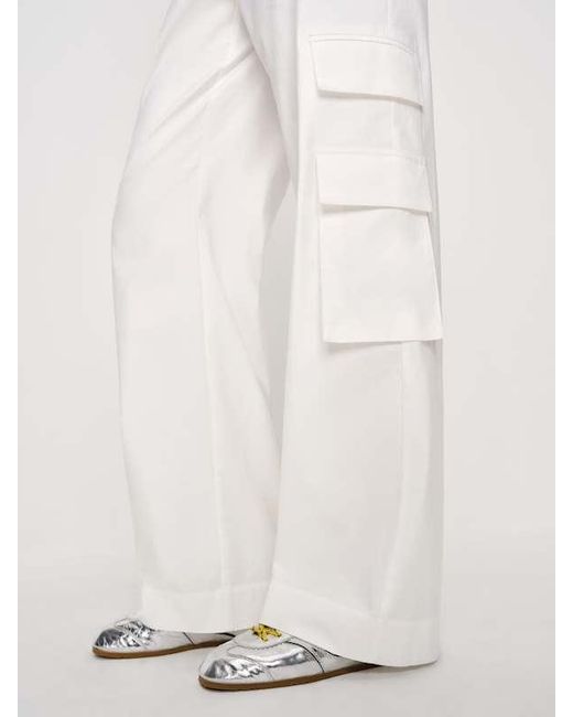 Reformation White Vida Poplin Low Rise Cargo Pant