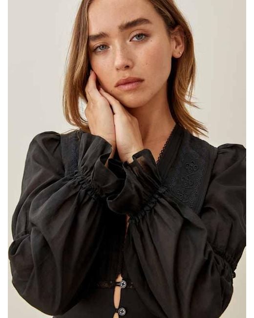 Reformation Black Meadowlark Top