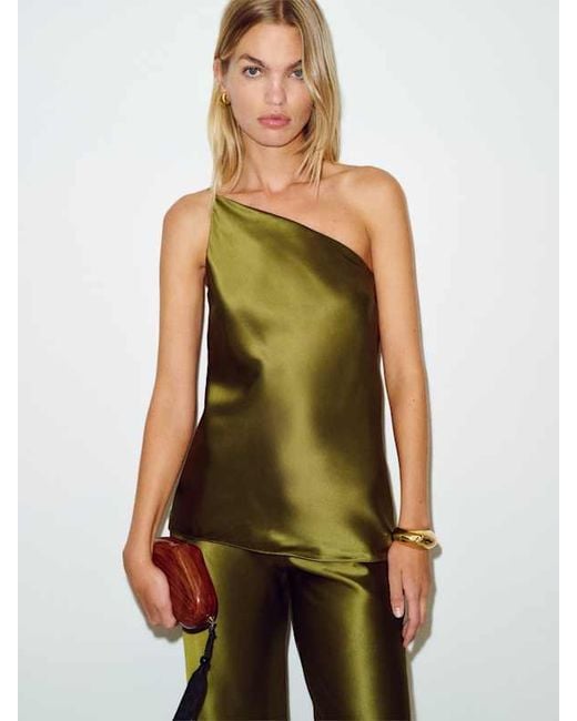 Reformation Green Samantha Silk Two Piece 6
