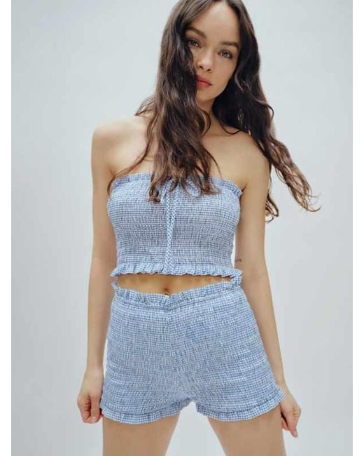 Reformation Blue Nesta Top Check