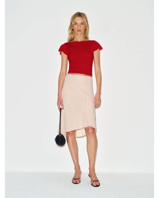 Reformation Red Jensen Knit Top