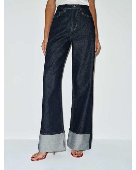 Reformation Blue Cary High Rise Slouchy Wide Leg Jeans Denim