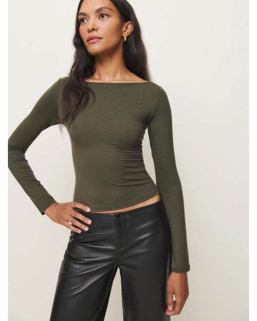 Reformation Green Wiley Knit Top