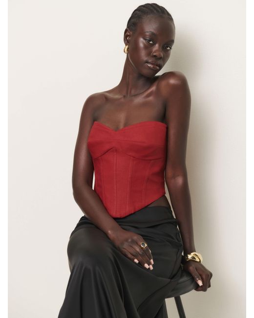 Reformation Red Pacie Linen Top 2