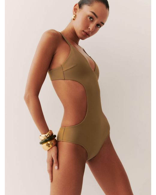 Reformation Brown Paddle One Piece Swimsuit