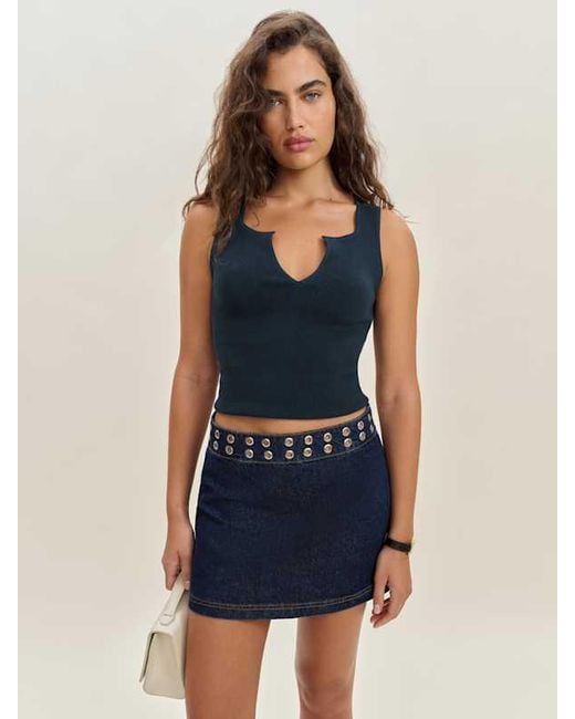 Reformation Blue Jaylene Mid Rise Denim Mini Skirt