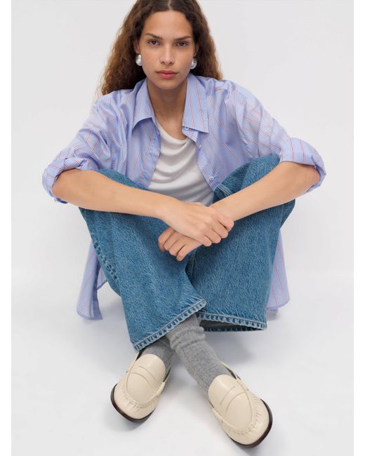 Reformation Blue Francine Ruched Loafer