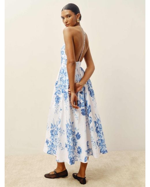 Reformation Petites Percy Linen Dress in Blue | Lyst