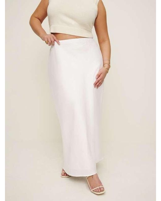 Reformation Natural Layla Linen Skirt Es