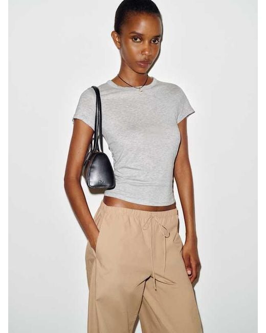 Reformation Gray Slim Fit Crew Neck Tee