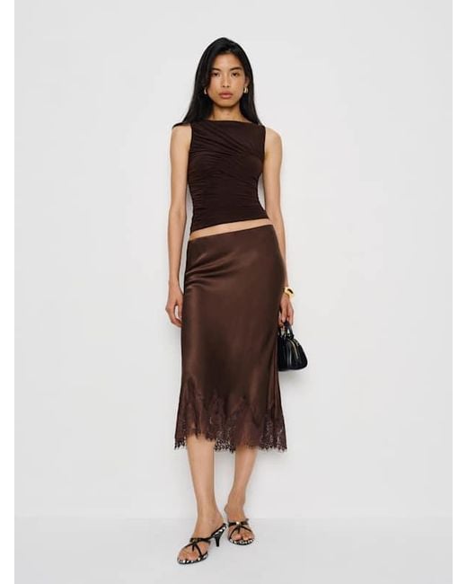 Reformation Brown Rosie Knit Top Dark