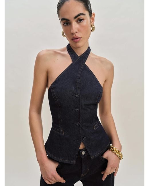 Reformation Blue Tate Denim Top