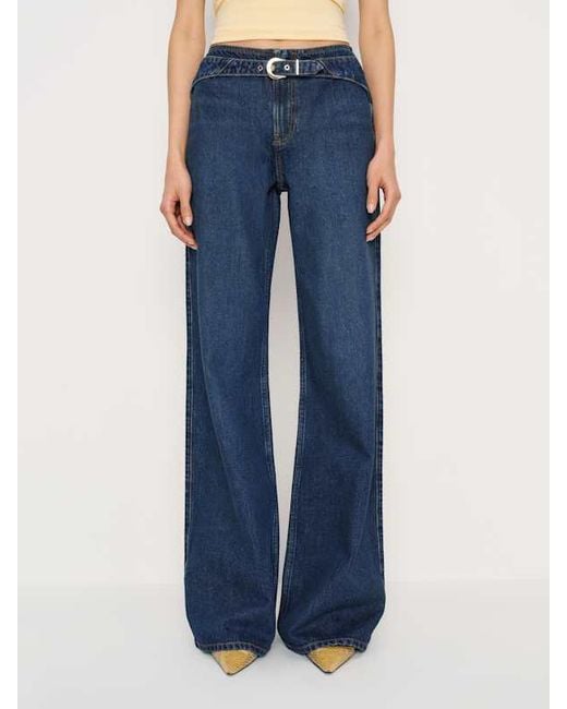 Reformation Blue Cary Low Rise Slouchy Wide Leg Jeans Denim