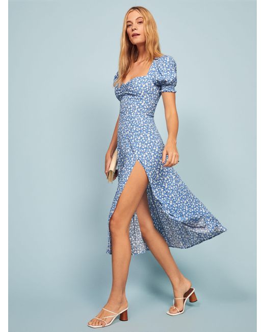 Reformation Blue Lacey Floral Dress