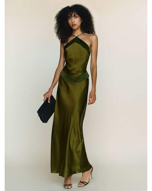 Reformation Green Jillian Silk Dress 4