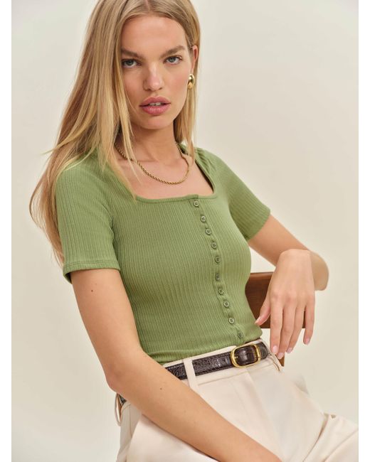 Reformation Green Kaiden Knit Top