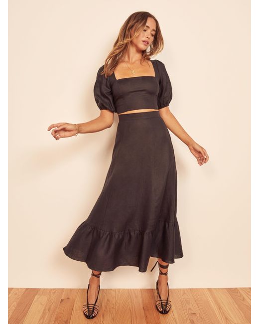 Reformation Black Yucca Linen Two Piece