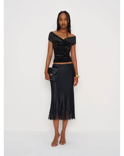 Reformation Black Lauryn Knit Top Velvet