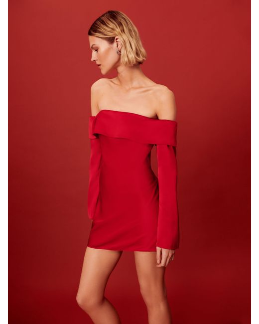 Reformation Maves Satin Dress in Red | Lyst