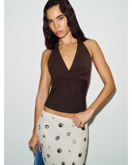 Reformation White Sydney Knit Top