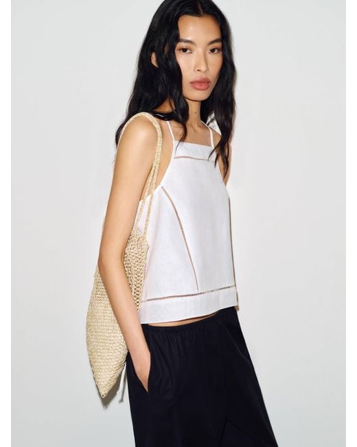 Reformation White Dario Linen Top