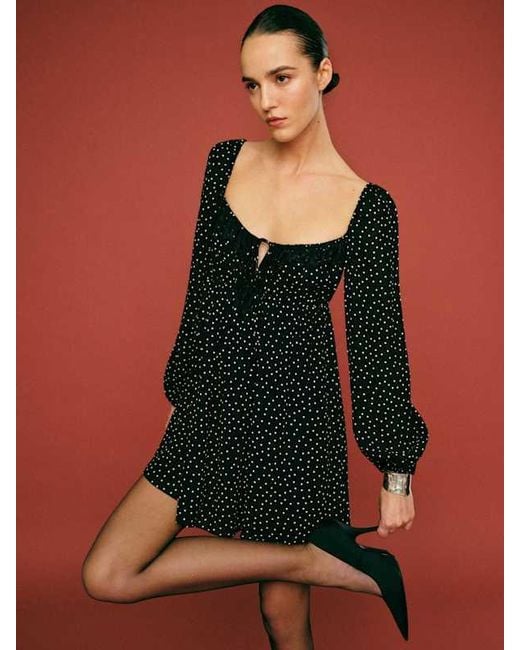 Reformation Black Emilia Dress Lace 2