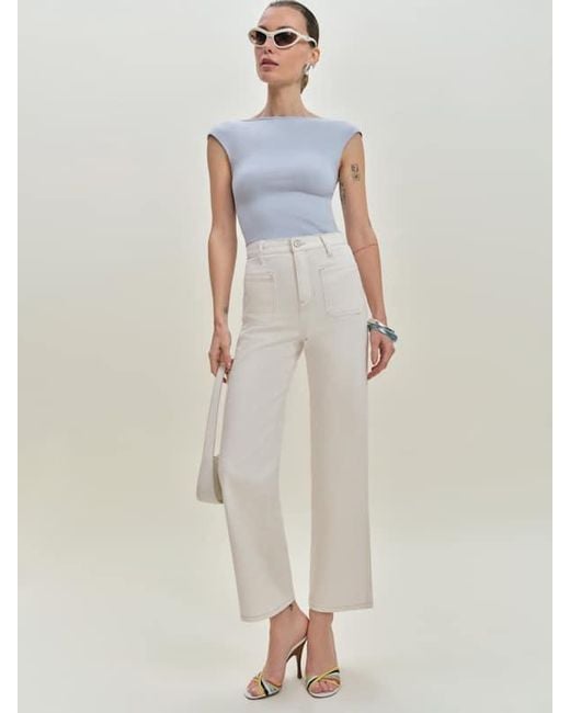 Reformation Natural Alyssa Stretch High Rise Wide Leg Cropped Jeans Denim