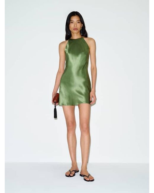 Reformation Green Jennis Silk Dress Jade