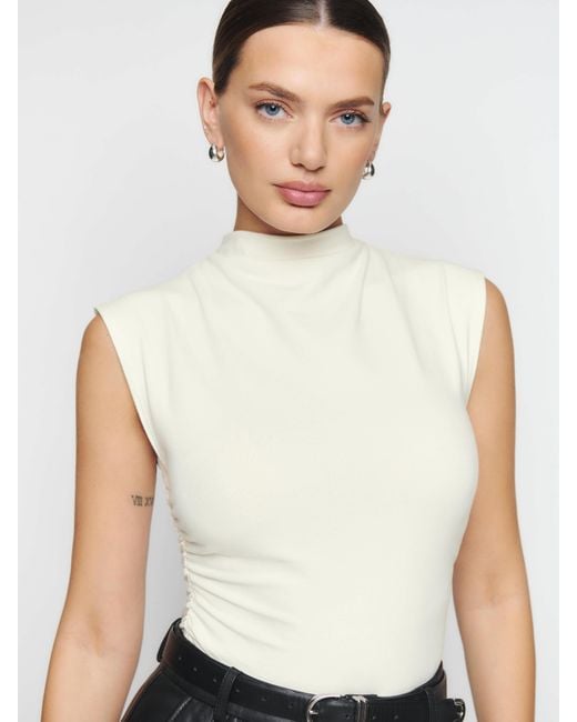 Reformation White Lindy Knit Top