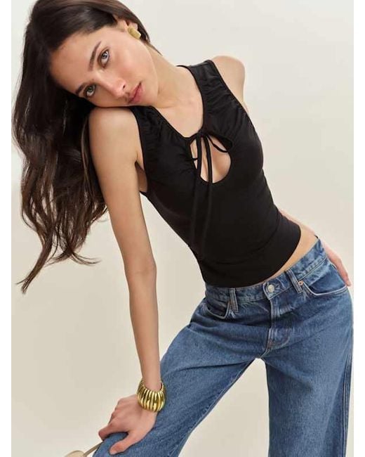 Reformation Black Bella Knit Top
