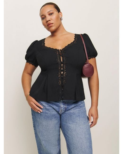 Reformation Black Minette Top Es