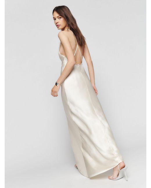 Reformation White Maysen Silk Dress