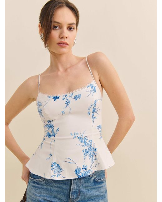 Reformation Blue Genevieve Top Lace 4