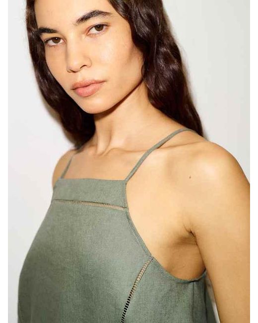 Reformation Green Dario Linen Top Sage