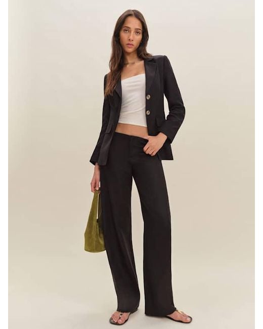 Reformation Black Bondi Linen Blazer