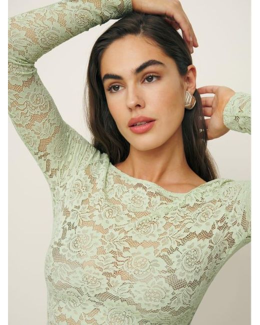 Reformation Natural Adriano Lace Knit Top