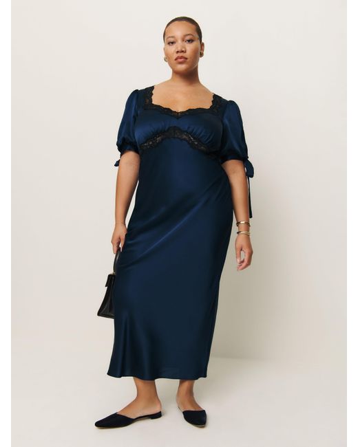 Reformation Stella Silk Dress Es in Blue | Lyst UK