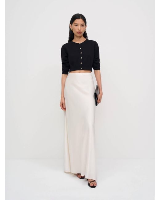 Reformation White Janie Cashmere Crew Cardigan