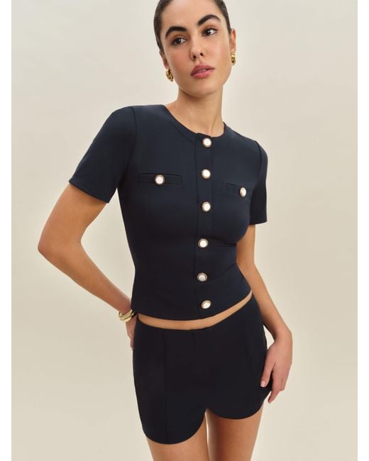 Reformation Blue Ellen Knit Top