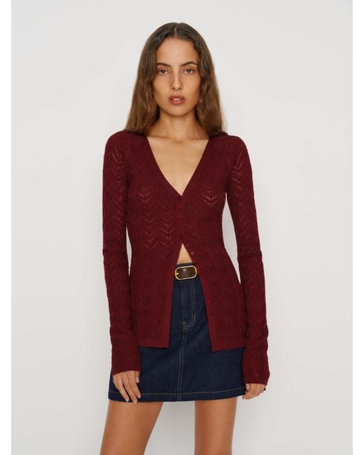 Reformation Red Sutton Regenerative Merino Open Knit Sweater