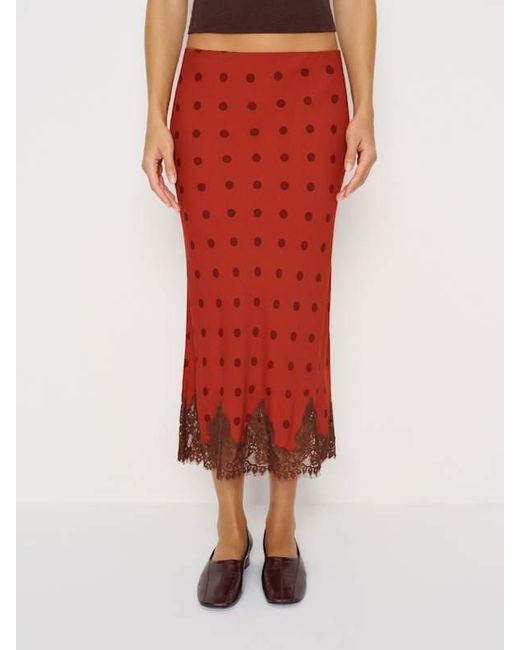 Reformation Red Carolina Skirt Lace