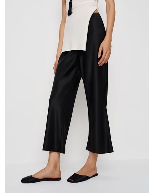 Reformation White Gale Satin Mid Rise Capri Pant