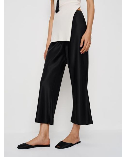 Reformation White Gale Satin Mid Rise Capri Pant