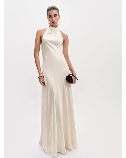 Reformation Natural Roy Satin Dress 0