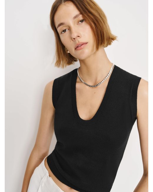 Reformation Black Marta Regenerative Merino Sweater Tank Top