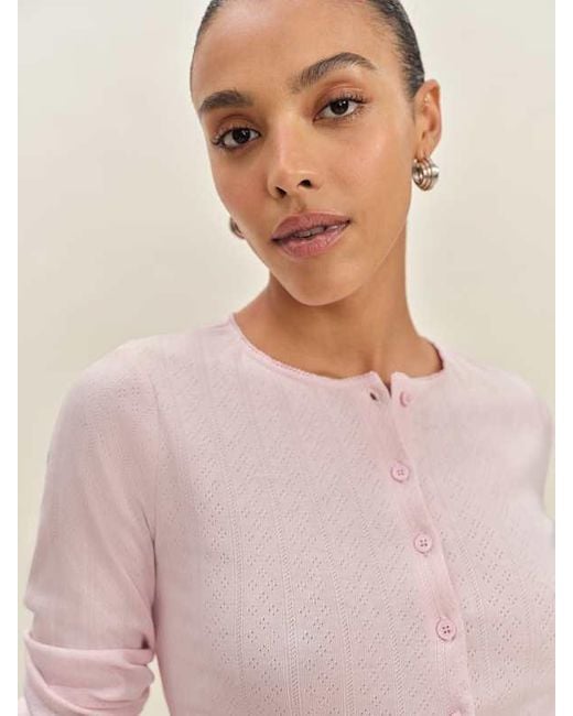 Reformation Natural Ari Pointelle Knit Cardigan