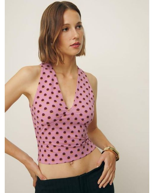 Reformation Pink Bowie Knit Top