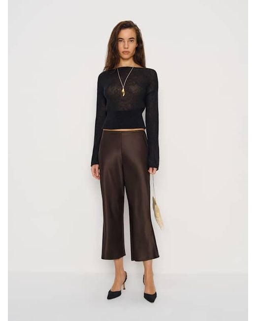 Reformation Brown Gale Satin Mid Rise Capri Pant